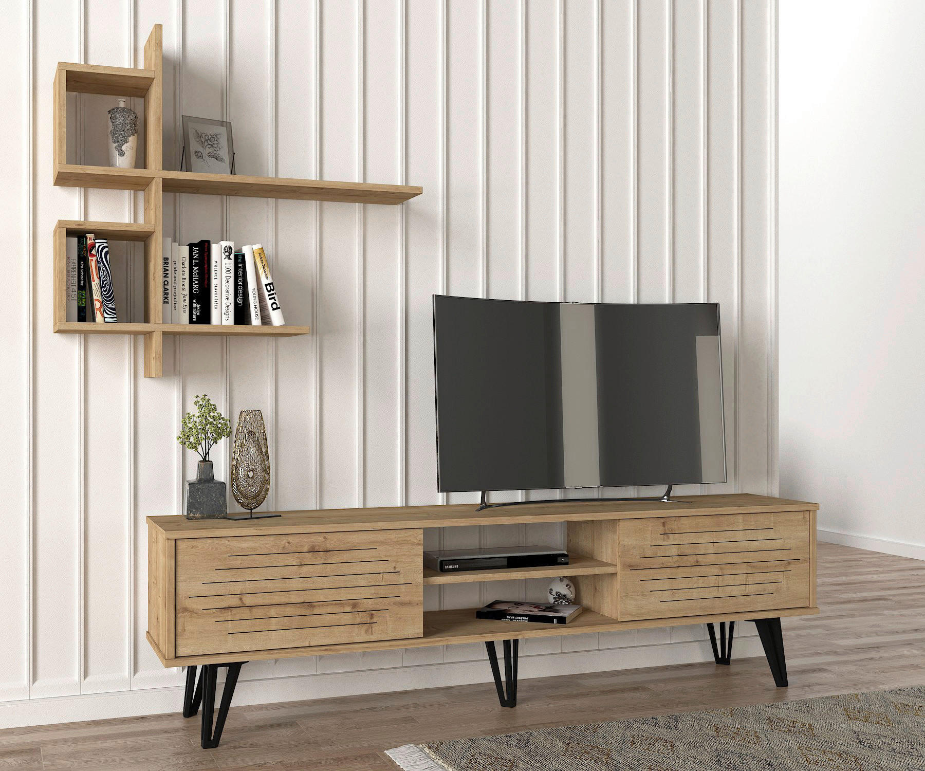 Wohnwand Fred beige B/H/T: ca. 180x51x35 cm Fred - beige (180,00/51,00/35,00cm) - moebel17