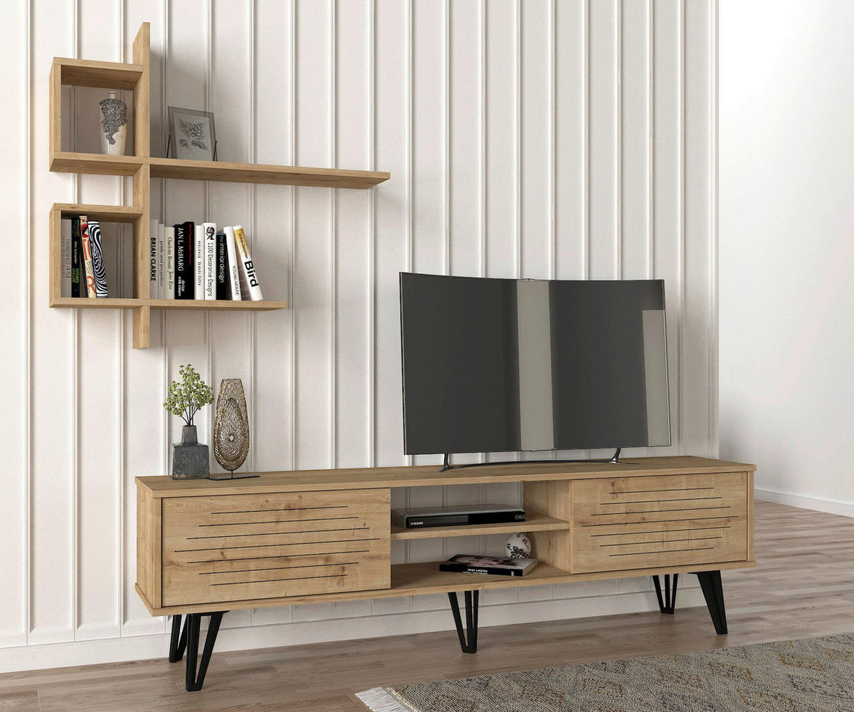 Wohnwand Fred beige B/H/T: ca. 180x51x35 cm Fred - beige (180,00/51,00/35,00cm) - moebel17