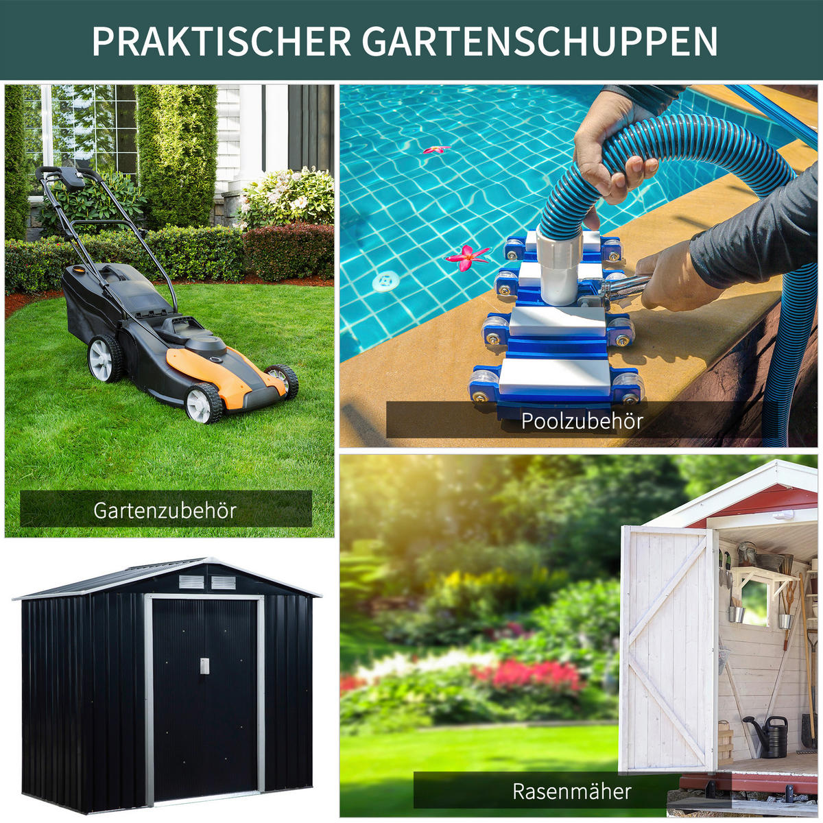 Outsunny Gartenhaus grau B/H/L: ca. 130x185x213 cm Gartenhaus - grau (213,00/130,00/185,00cm) - Outsunny