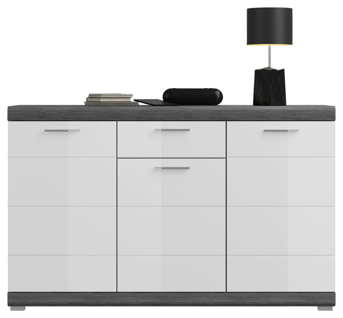 Sideboard Scout Rauchsilber Nachbildung weiß Hochglanz B/H/T: ca. 141x88x40 cm Scout - weiß (141,00/88,00/40,00cm)