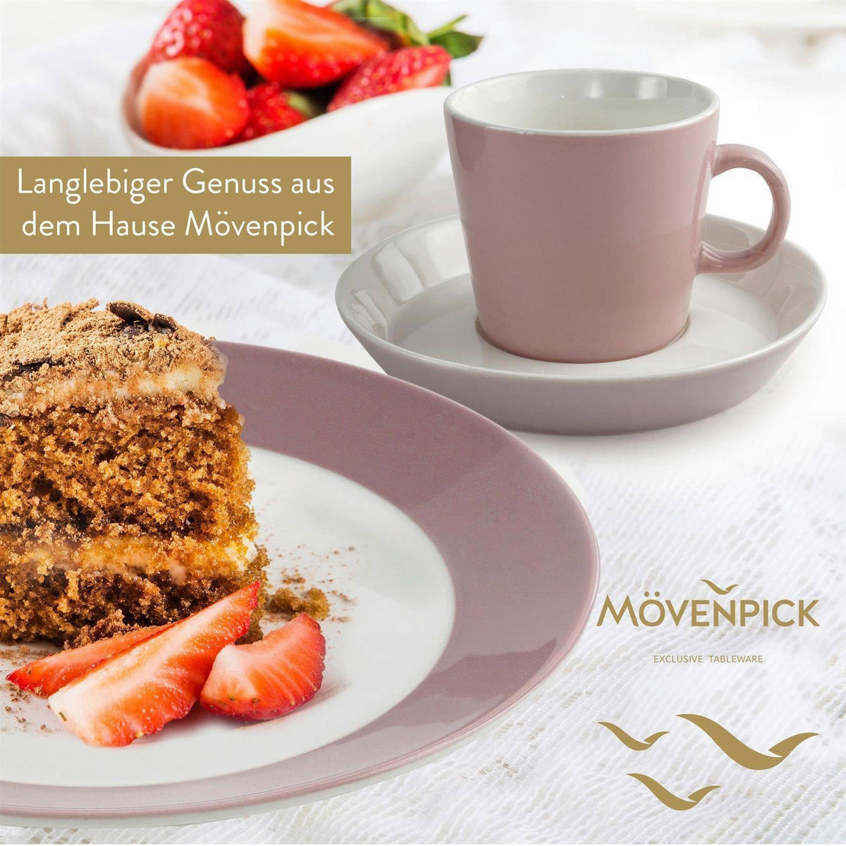 Mövenpick Kombiservice Montreux rosa Porzellan 16 tlg. Montreux - weiß/rosa - Mövenpick