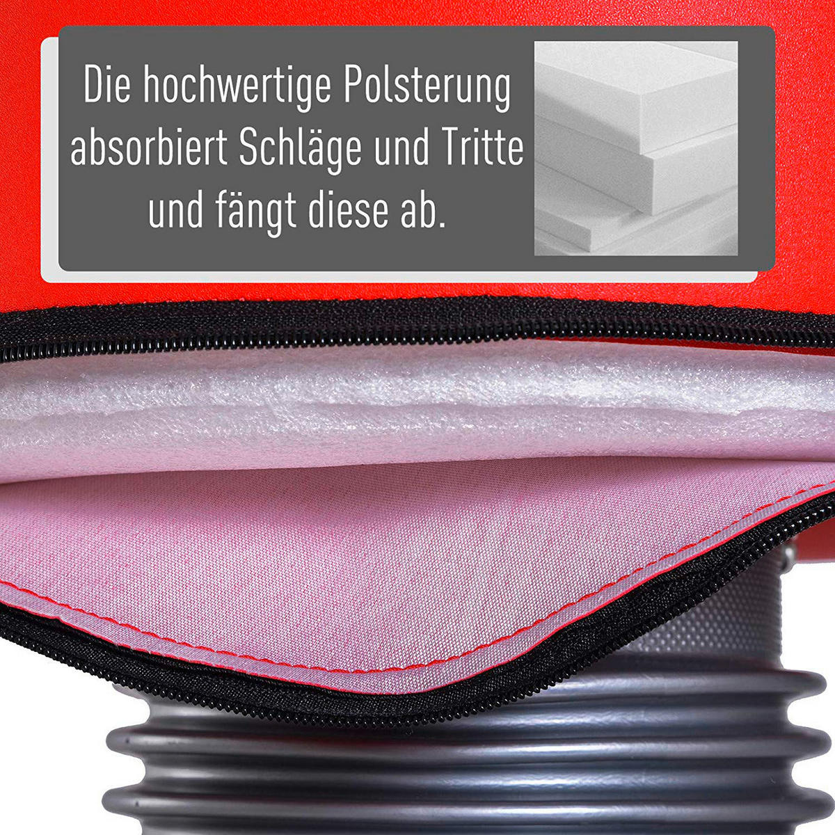 HOMCOM Standboxsack schwarz Kunstleder H/D: ca. 185x56 cm Standboxsack_für_Box_Training - rot/schwarz (56,00/185,00cm) - HOMCOM