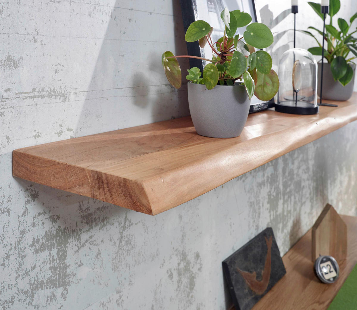 Wandregal braun Holz B/H/T: ca. 160x4x26 cm Wandregal - braun (160,00/4,00/26,00cm) - Wohnling