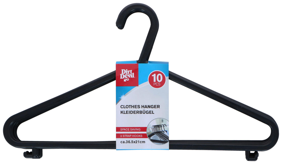 Dirt Devil Kleiderbügelset schwarz Polypropylen Kleiderbügelset_10tlg. - schwarz (36,50/3,10/19,50cm) - Dirt Devil