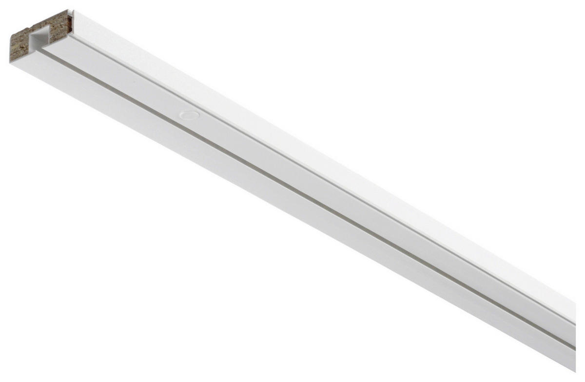 Boviva Gardinenschiene mit Holzkern weiß Holz L: ca. 120 cm 1.0 Läufe Schiene_Holzkern_1lfg. - weiß (120,00cm) - Boviva