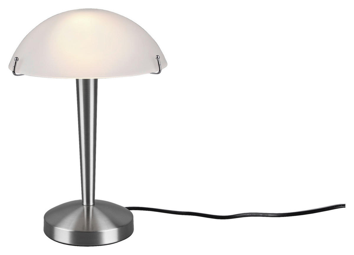 Reality Touch-Tischleuchte R50921007 nickel matt weiß Metall Glas H/D: ca. 32x23 cm E14 1 Brennstellen Tischleuchte_Garda - weiß/nickel matt (23,00/32,00cm) - Reality