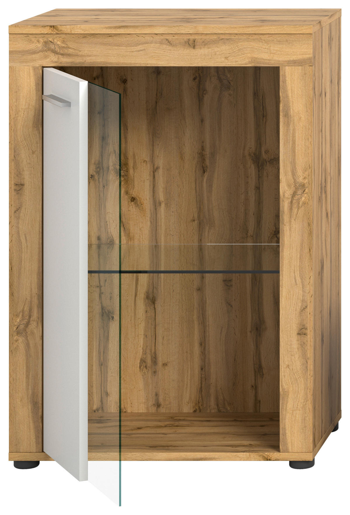 Vitrine Jam Eiche Wotan Nachbildung weiß B/H/T: ca. 60x86x35 cm Jam - Eiche/weiß (60,00/86,00/35,00cm) - xonox.home