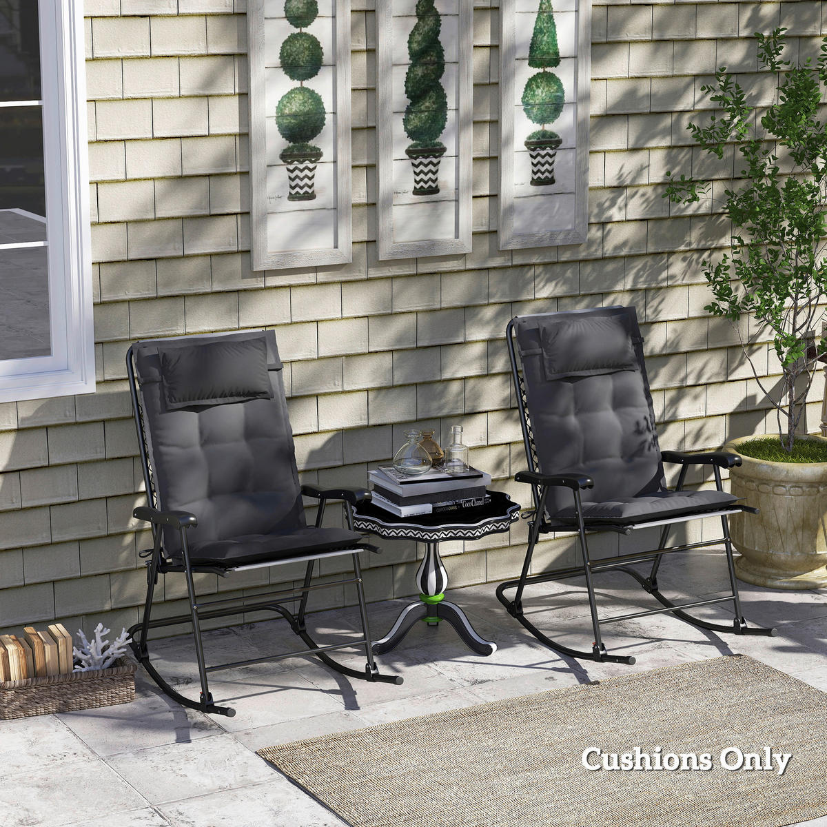 Outsunny Liegenauflage 2er Set dunkelgrau Polyester B/H/L: ca. 50x5x116 cm Liegenauflage 2er Set - dunkelgrau (116,00/50,00/5,00cm) - Outsunny