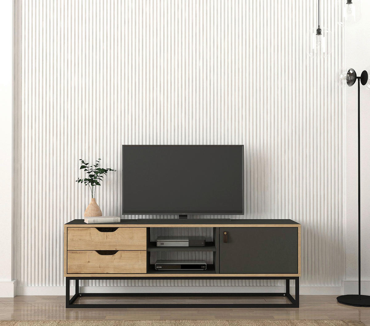 TV-Lowboard Dolores anthrazit Safir Nachbildung B/H/T: ca. 150x53,2x35 cm Dolores - anthrazit/Safir (150,00/53,20/35,00cm) - moebel17