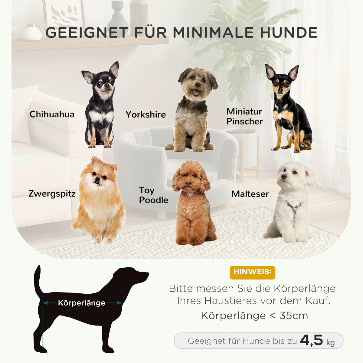 PawHut Hundesofa grau Polyester B/H/L: ca. 64x37x65 cm Hundesofa - grau (65,00/64,00/37,00cm) - PawHut