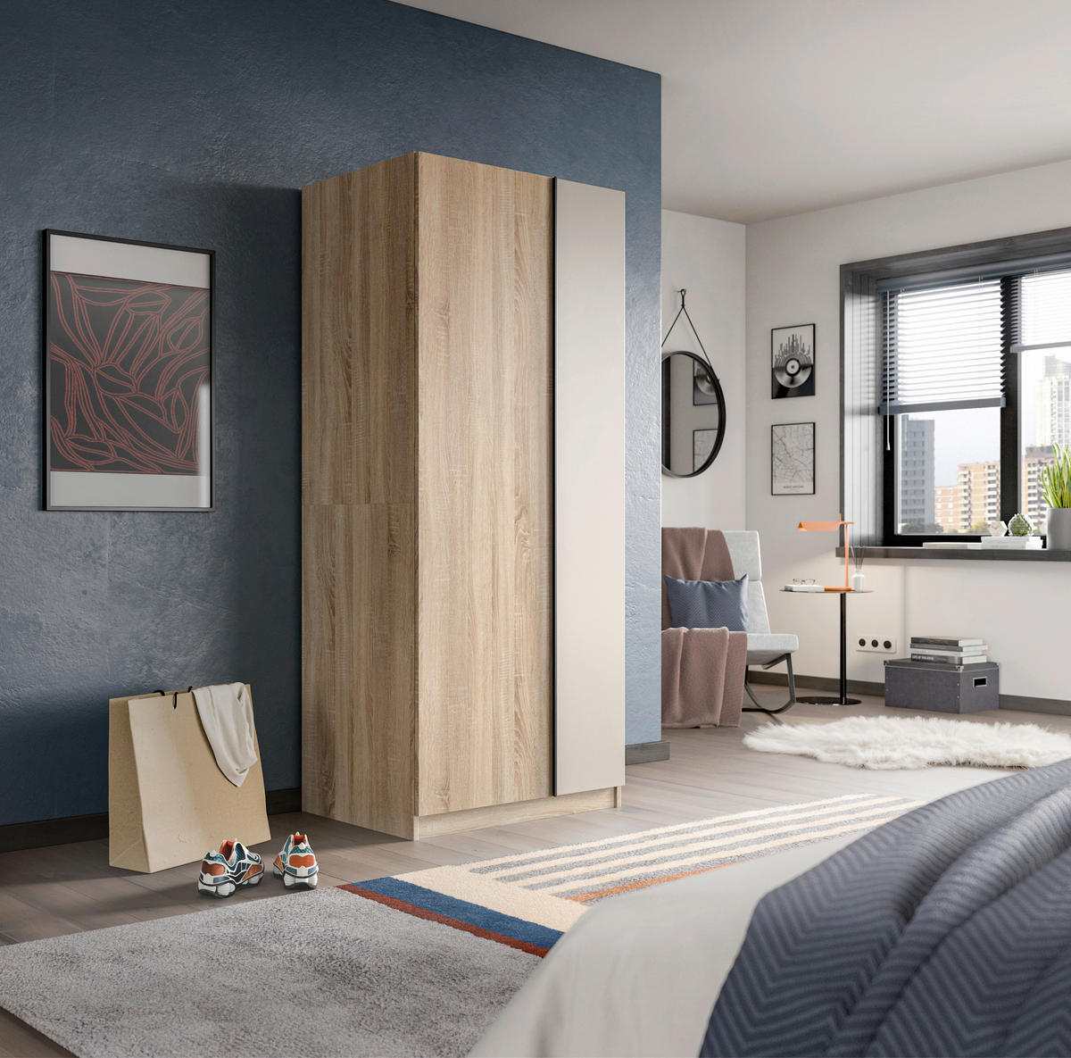 Kleiderschrank OAKLAND Eiche Sonoma Nachbildung Cashmere B/H/T: ca. 80x183x53 cm OAKLAND - Eiche/Cashmere (80,00/183,00/53,00cm) - xonox.home