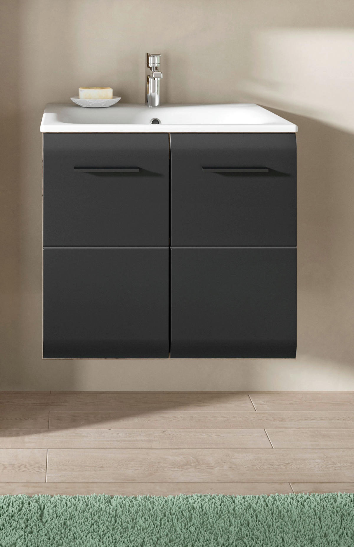 Waschplatz Ice Nox Oak Nachbildung schwarz matt B/H/T: ca. 60x55x46 cm Ice - schwarz (60,00/55,00/46,00cm) - xonox.home