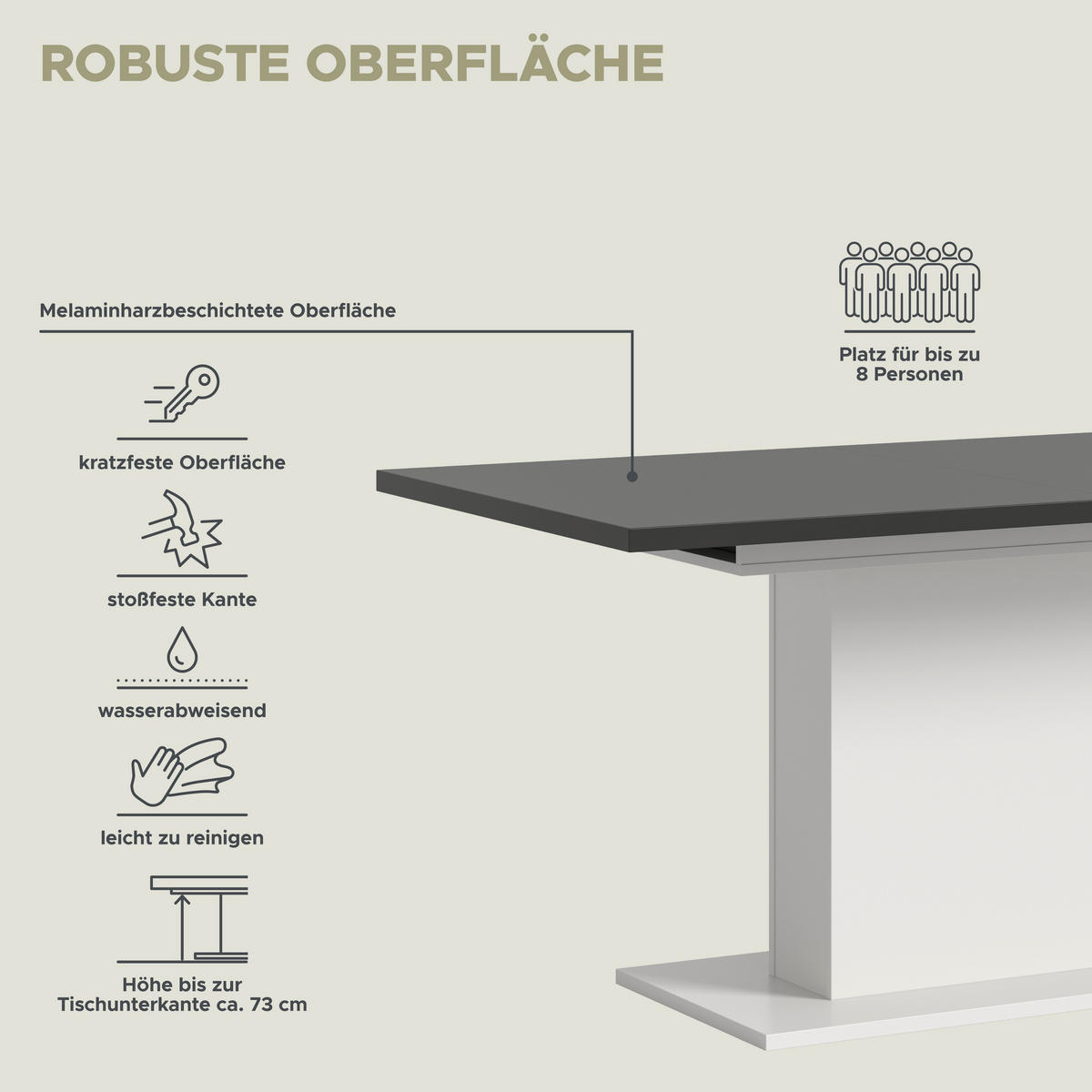 Esstisch MOTION grau B/H/T: ca. 150x76x90 cm MOTION - grau (150,00/76,00/90,00cm) - xonox.home