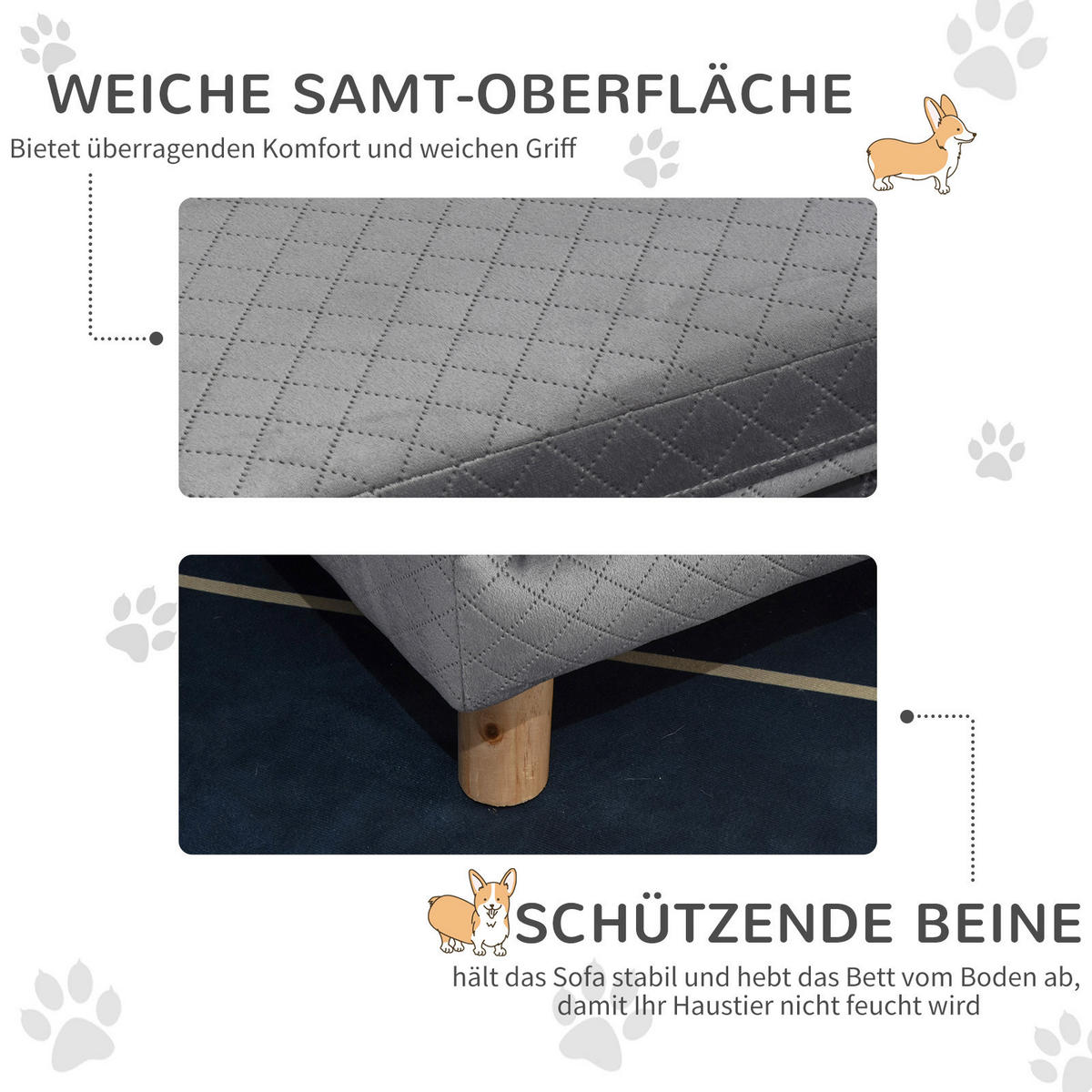PawHut Haustiersofa Haustiersofa - (64,00/45,00/36,00cm) - PawHut