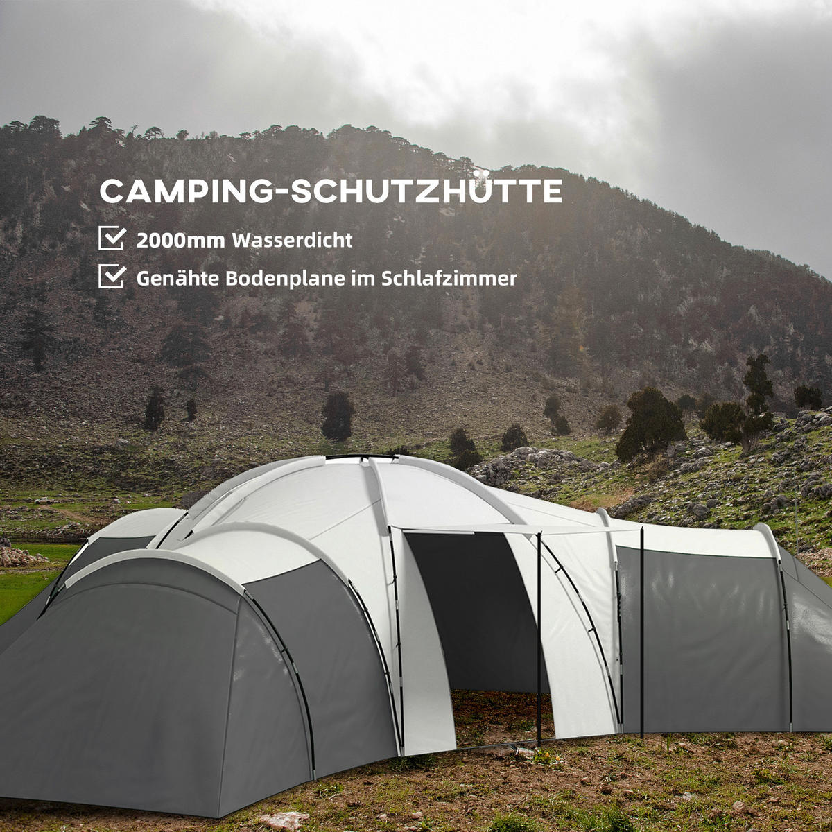 Outsunny Campingzelt B/H/L: ca. 615x225x615 cm Campingzelt - grau (615,00/615,00/225,00cm) - Outsunny