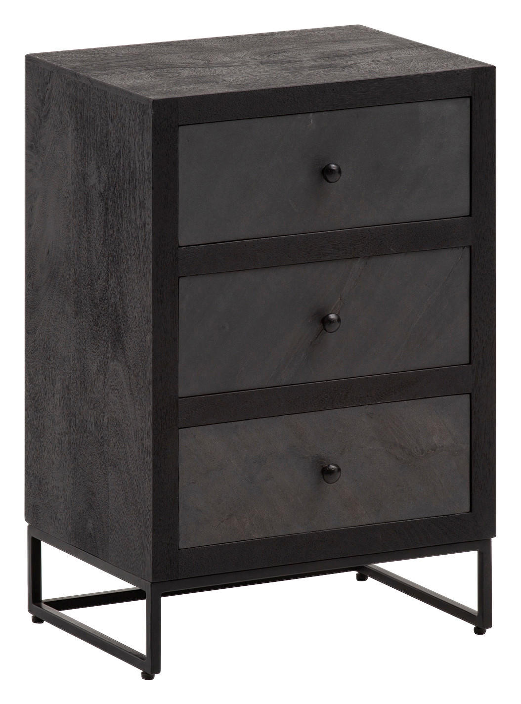 Nachtkonsole schwarz B/H/T: ca. 40x60x30 cm Nachttisch - schwarz (40,00/60,00/30,00cm) - Wohnling
