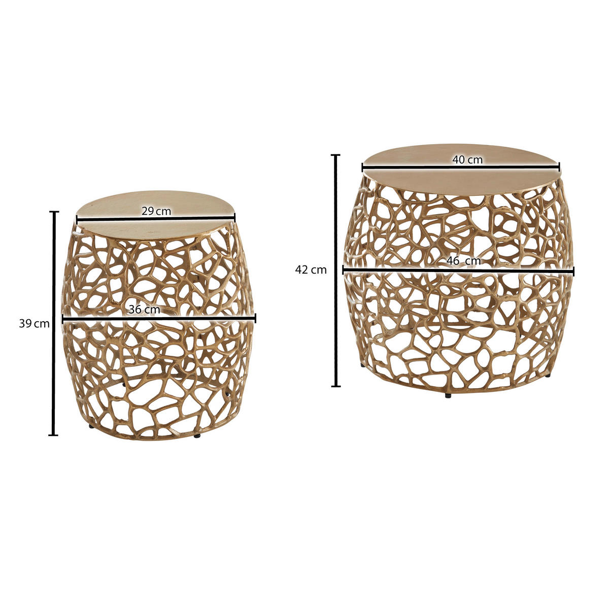 Beistelltisch 2er.-Set. gold B/H/T: ca. 46x42x45 cm 2er.-Set. - gold (46,00/42,00/45,00cm) - Wohnling
