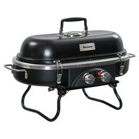 Outsunny Gasgrill Metall B/H/L: ca. 34,5x37x66 cm Gasgrill - schwarz (66,00/34,50/37,00cm) - Outsunny