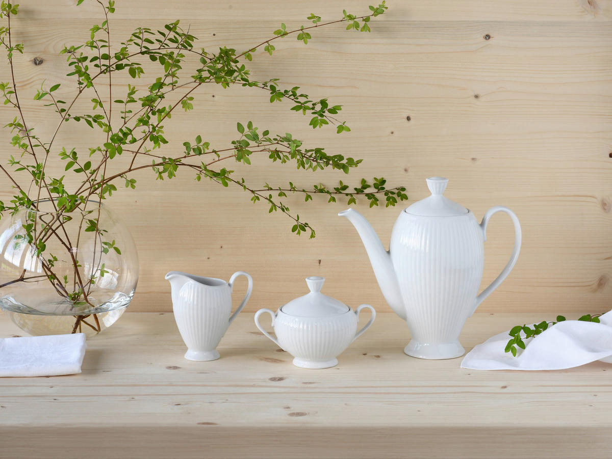 CreaTable Kaffeegarnitur Valencia weiß Porzellan Valencia - weiß - CreaTable