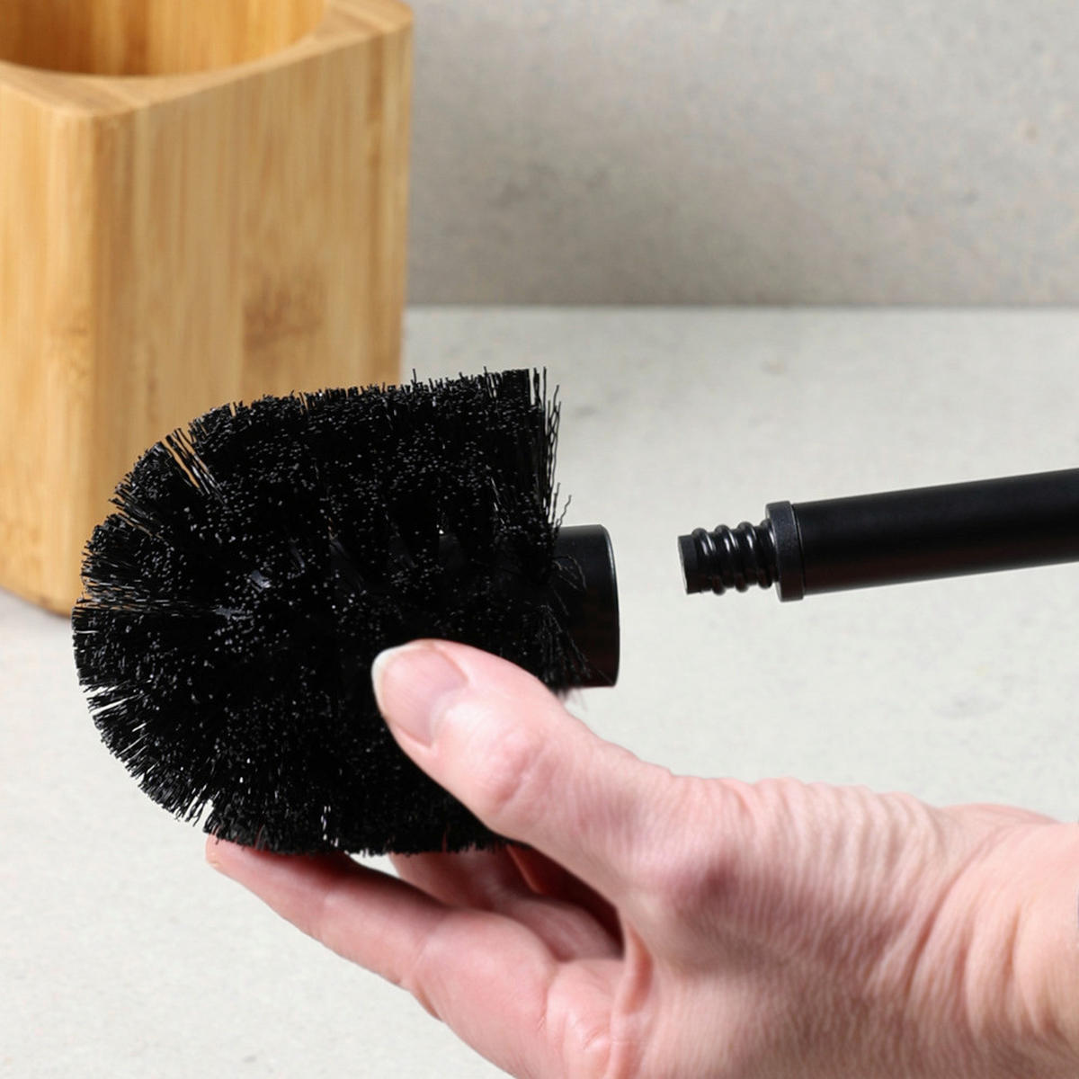 Toilettenbürste schwarz natur Bambus B/H/L: ca. 9,5x35,5x9,5 cm Toilettenbürste - natur/schwarz (9,50/9,50/35,50cm) - Kesper