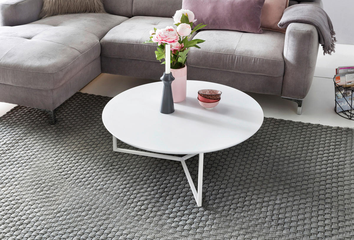 Wohnling Couchtisch weiß weiß MDF Metall B/H/T: ca. 80x33x80 cm Couchtisch - weiß (80,00/33,00/80,00cm) - Wohnling