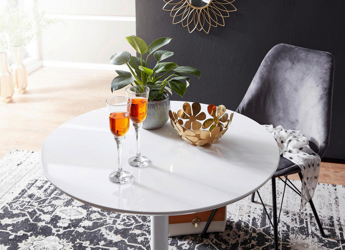 Esstisch weiß lackiert weiß lackiert lackiert B/H/T: ca. 75x74x75 cm Esszimmertisch - weiß (75,00/74,00/75,00cm) - Wohnling