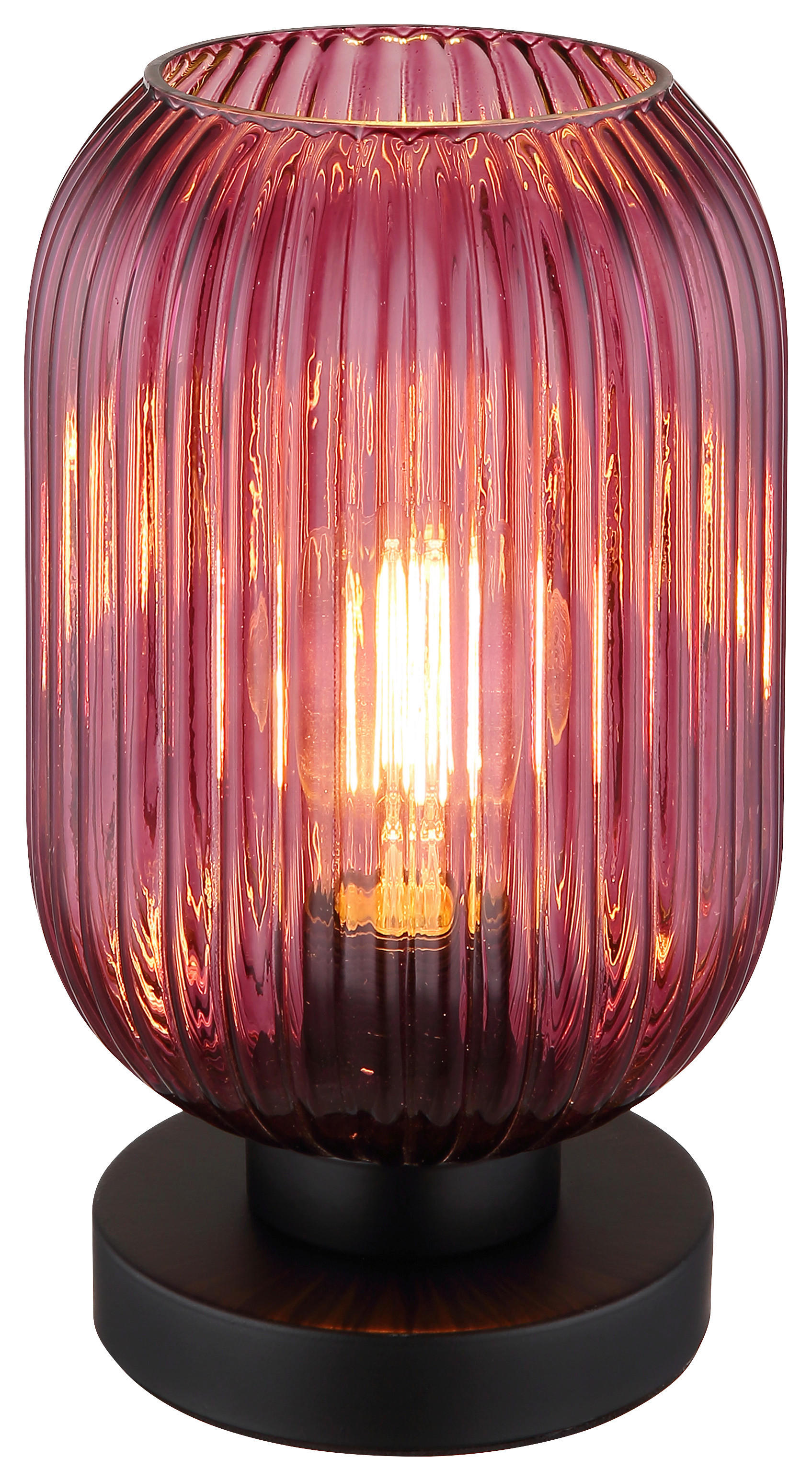 GLOBO Tischleuchte Normy 15469TP lila schwarz Glas Metall H: ca. 24 cm E27 1 Brennstellen Normy - lila/schwarz (24,00cm) - GLOBO