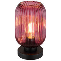 GLOBO Tischleuchte Normy 15469TP lila schwarz Glas Metall H: ca. 24 cm E27 1 Brennstellen Normy - lila/schwarz (24,00cm) - GLOBO