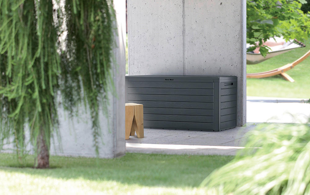 Prosperplast Aufbewahrungsbox WOODEBOX anthrazit Kunststoff B/H/L: ca. 43,8x55x116 cm WOODEBOX - anthrazit (116,00/43,80/55,00cm) - Prosperplast