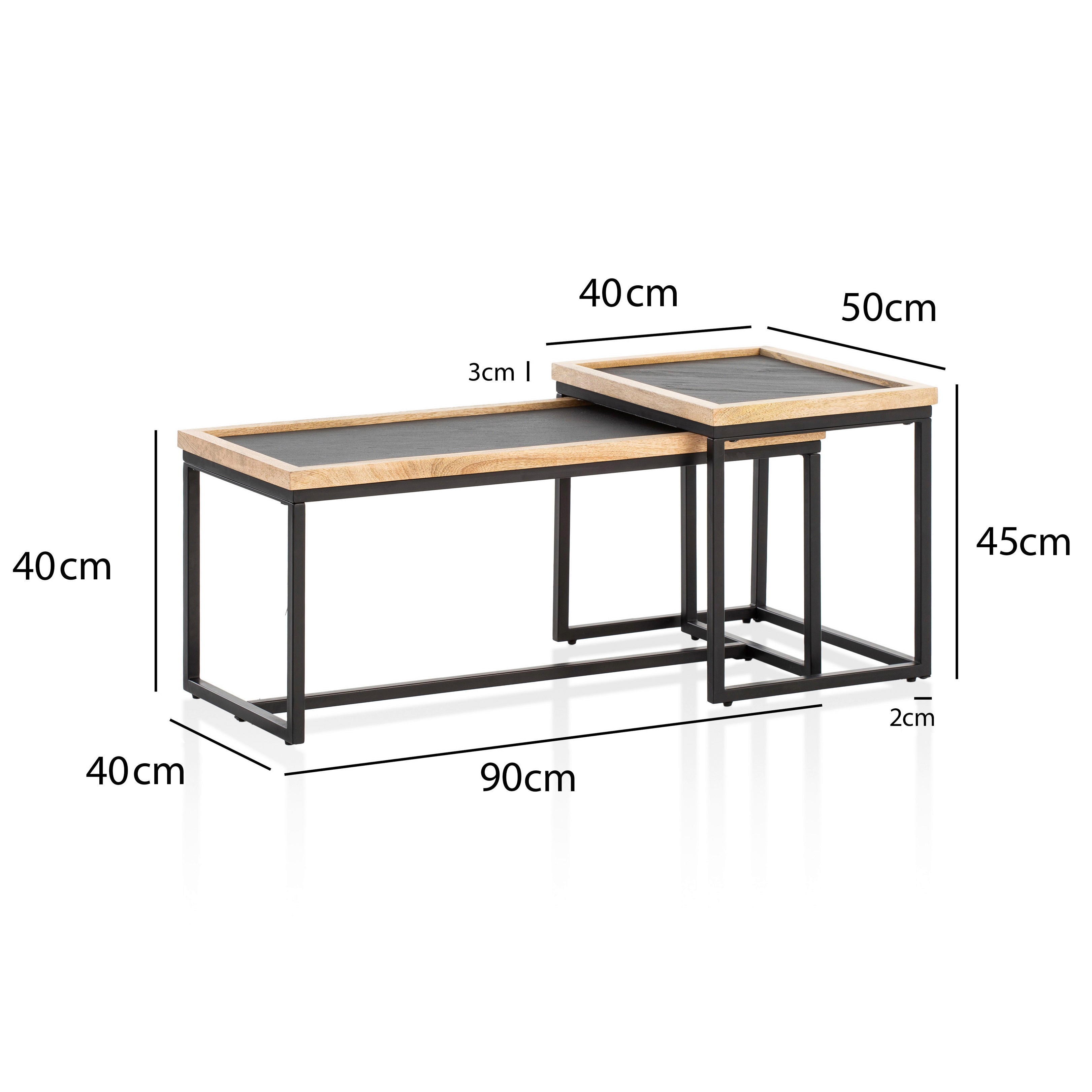 Couchtisch 2er.-Set.  B/H/T: ca. 90x40x4...