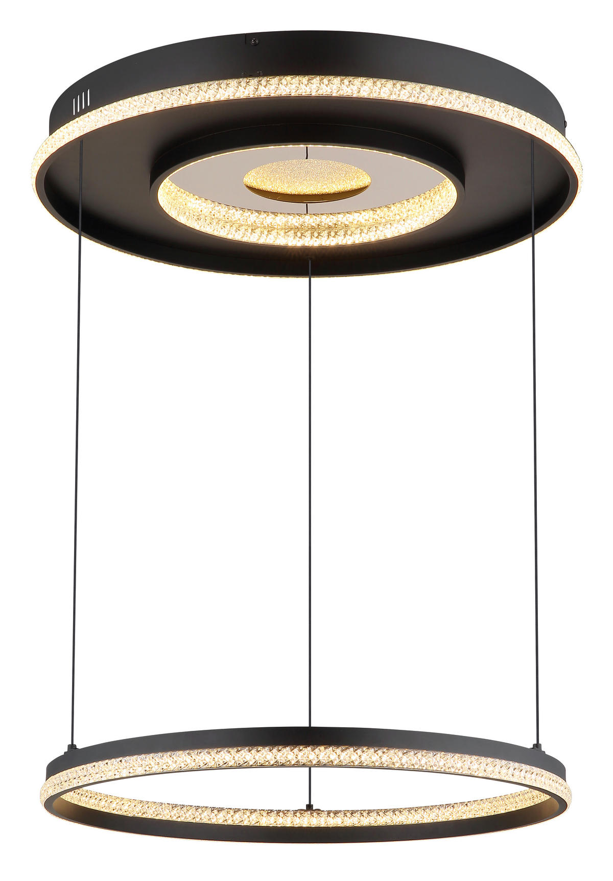 GLOBO Pendelleuchte mattschwarz klar Metall Aluminium H/D: ca. 120x60 cm 1.0 Brennstellen Marsh - klar/mattschwarz (60,00/120,00cm) - GLOBO