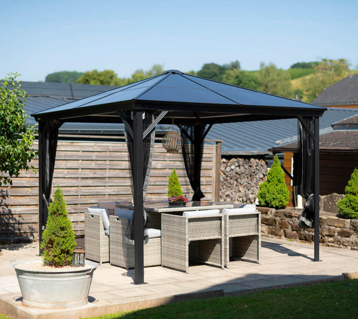 Sojag Pavillon Verona anthrazit Aluminium B/H/L: ca. 298x260x298 cm Verona - anthrazit (298,00/298,00/260,00cm) - Sojag