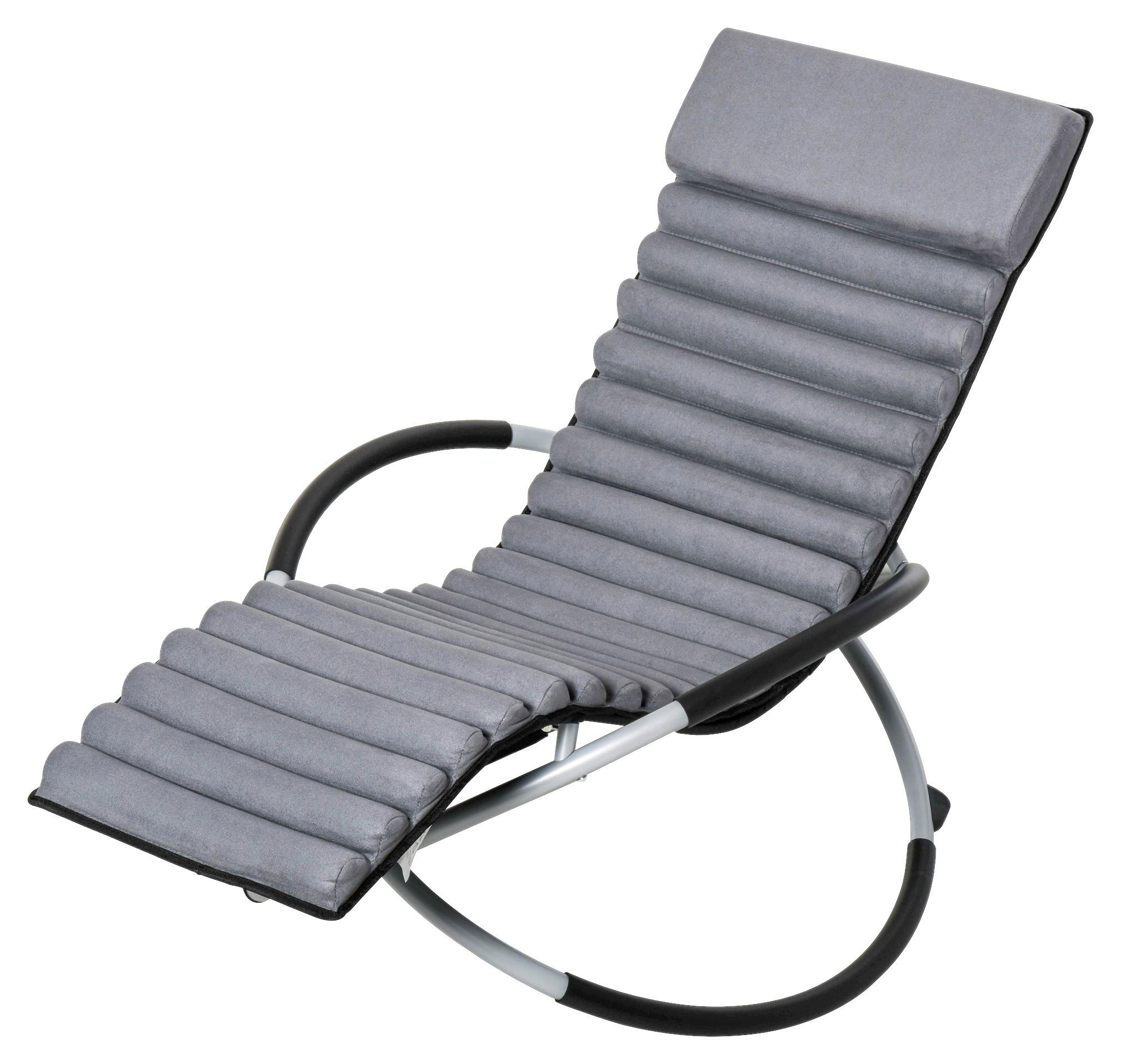 Outsunny Schaukelstuhl mit  Kissen grau Metall B/H/L: ca. 74x86x145 cm Schaukelstuhl_mit_Kissen - grau (145,00/74,00/86,00cm) - Outsunny