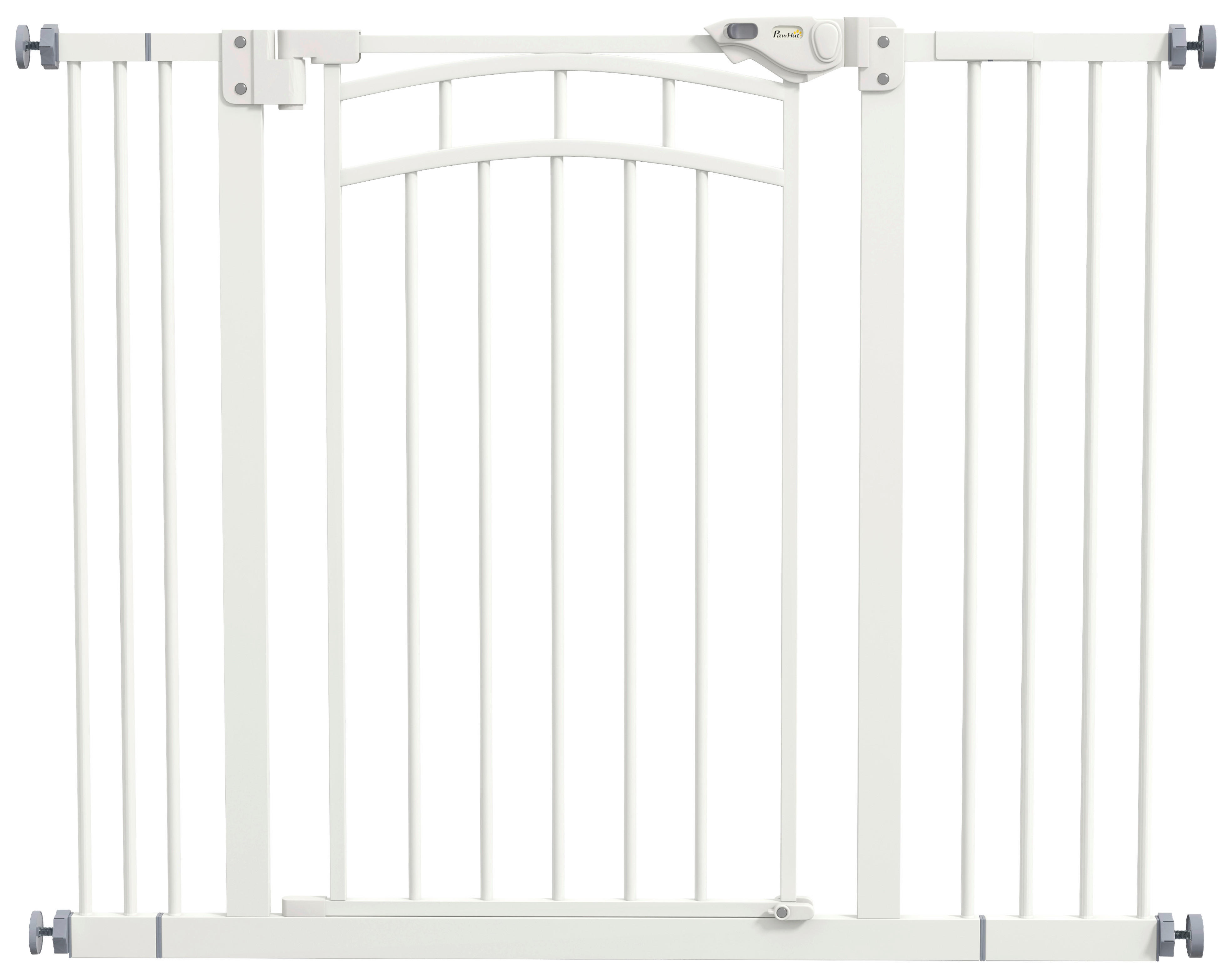 PawHut Türschutzgitter weiß Stahl B/H/L: ca. 4x76x100 cm Türschutzgitter - weiß (100,00/4,00/76,00cm) - PawHut