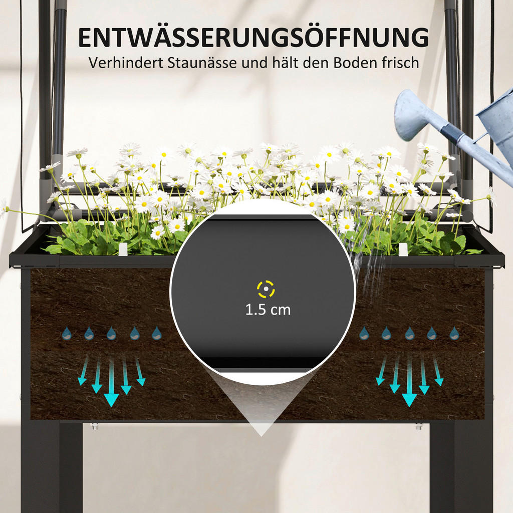 Thumbnail - Outsunny Hochbeet schwarz Stahl B/H/L: ca. 60x120x60 cm