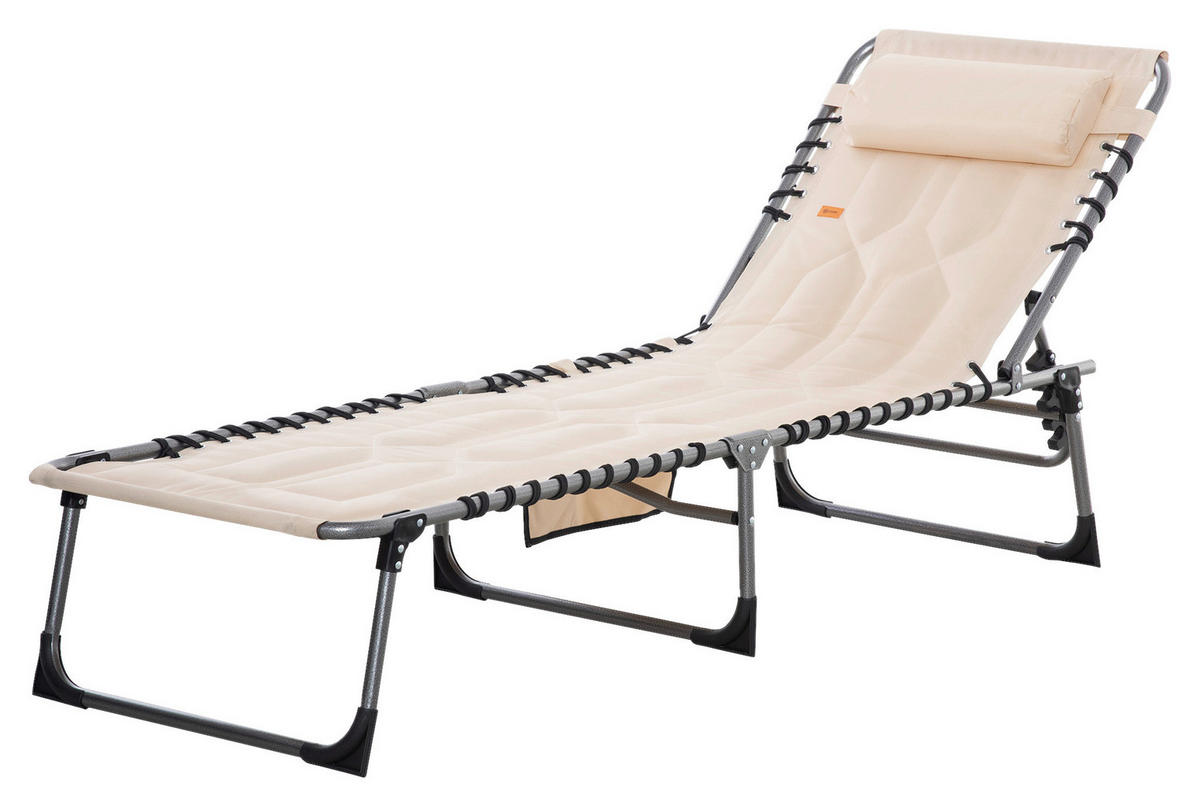 Outsunny Sonnenliege beige Polyester B/H/L: ca. 57x30x188 cm Sonnenliege - beige (188,00/57,00/30,00cm) - Outsunny