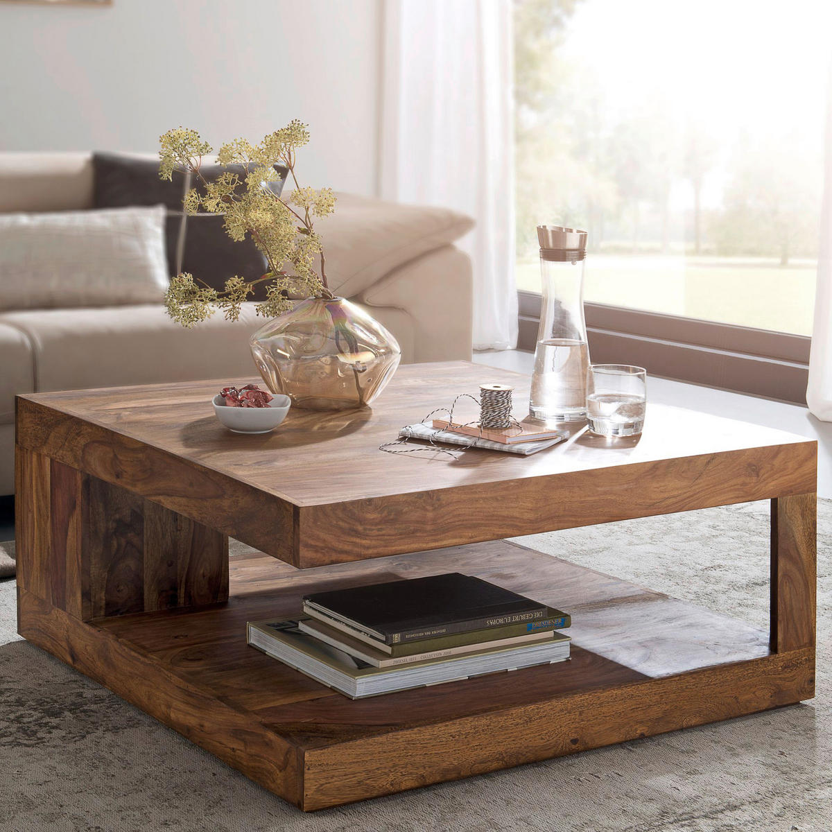 Couchtisch braun B/H/T: ca. 90x40x90 cm Couchtisch - braun (90,00/40,00/90,00cm) - Wohnling