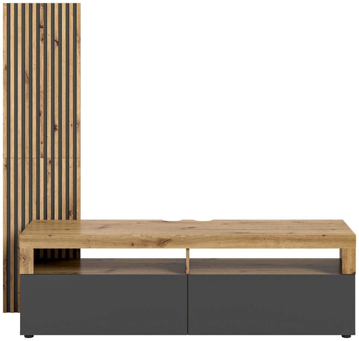 TV-Lowboard Okai anthrazit Eiche Artisan Nachbildung B/H/T: ca. 160x90x45 cm Okai - Eiche/anthrazit (160,00/90,00/45,00cm)