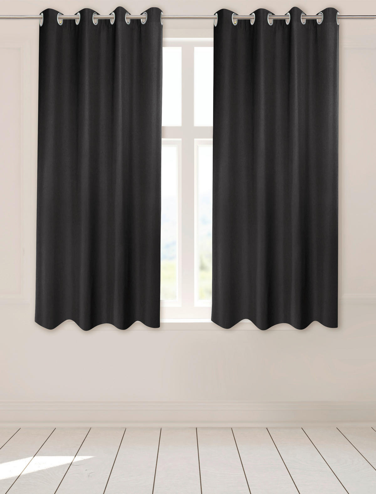 Ösenvorhang Sorrento schwarz B/L: ca. 140x175 cm Sorrento - schwarz (140,00/175,00cm) - POCOline