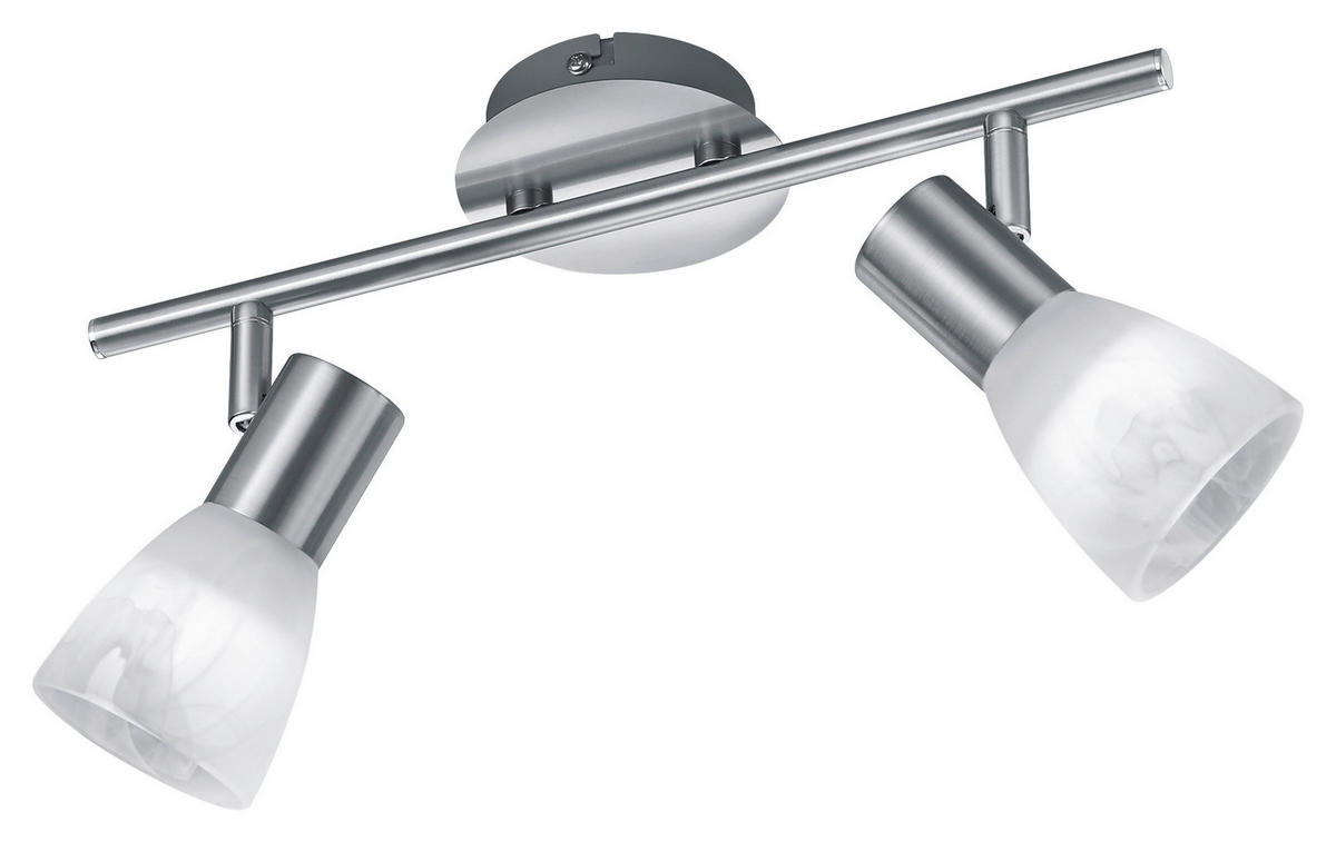 Reality Spotbalken R82231207 nickel matt weiß Metall Glas B/H/T: ca. 34x19x10 cm E14 2 Brennstellen Visto - weiß/nickel matt (34,00/19,00/10,00cm) - Reality