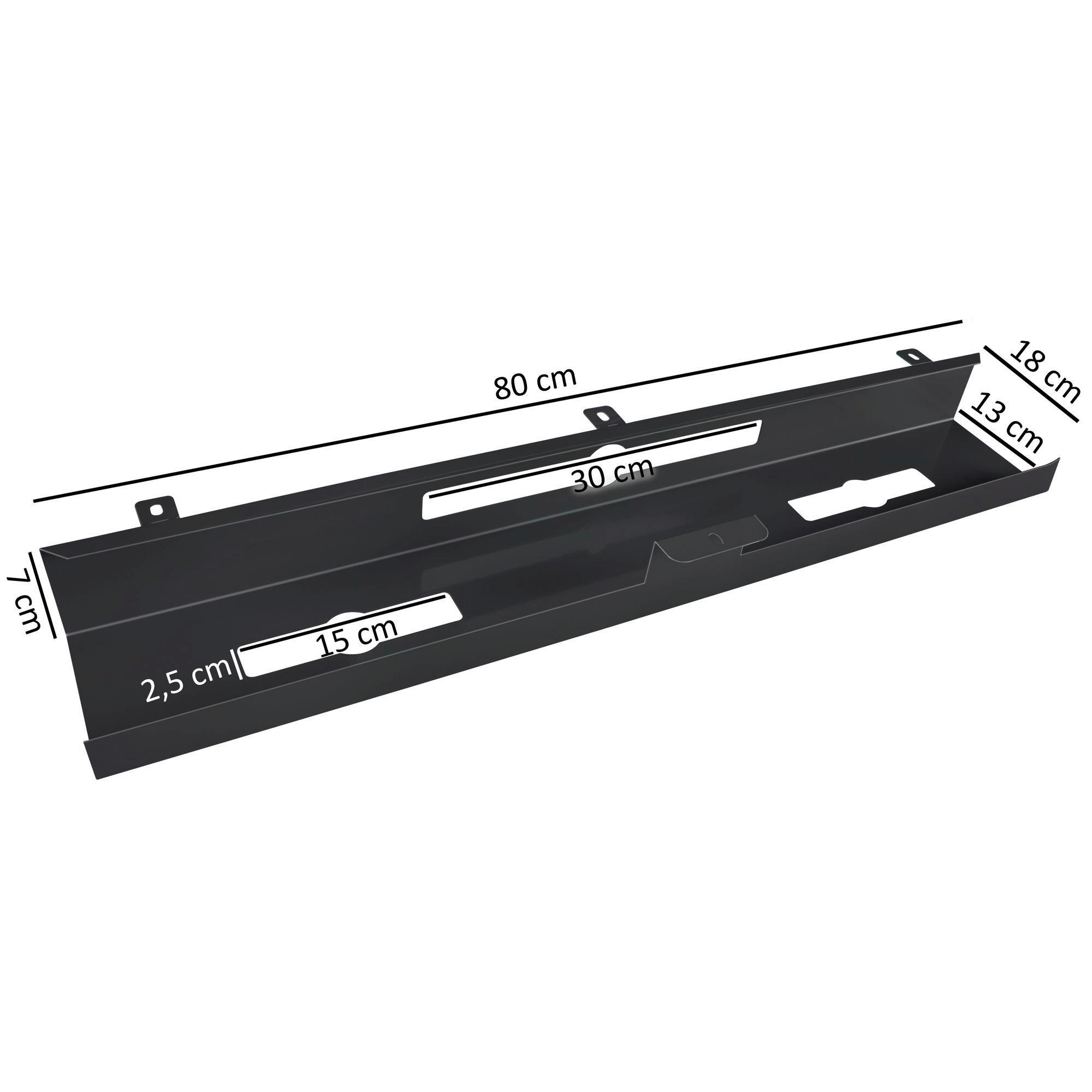 Zubehör schwarz Metall B/H/T: ca. 80x7x13 cm Kabelkanal Schreibtisch - schwarz (80,00/7,00/13,00cm) - Amstyle