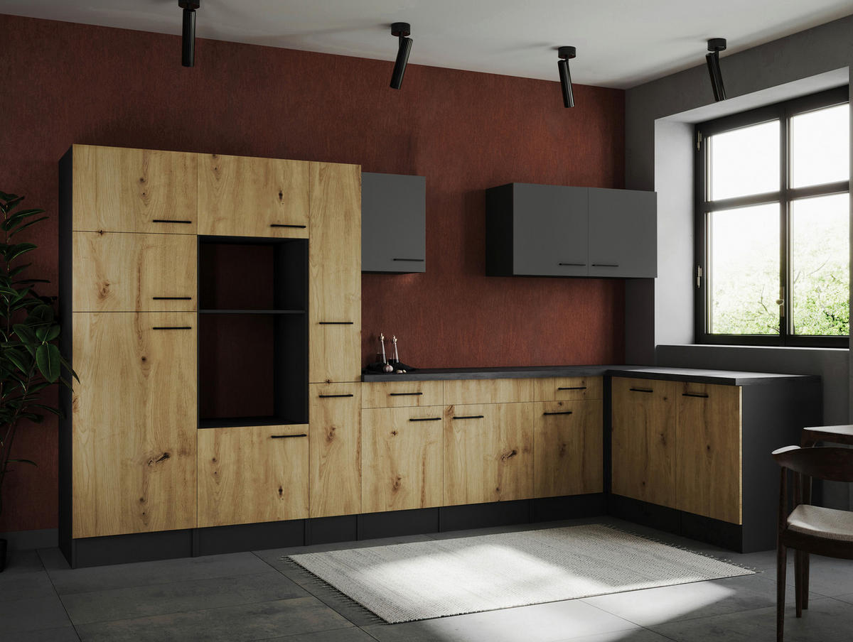 Winkelküche Oliver B/H/T: ca. 370x205x172 cm Oliver - granit/grau (370,00/205,00/172,00cm) - Respekta