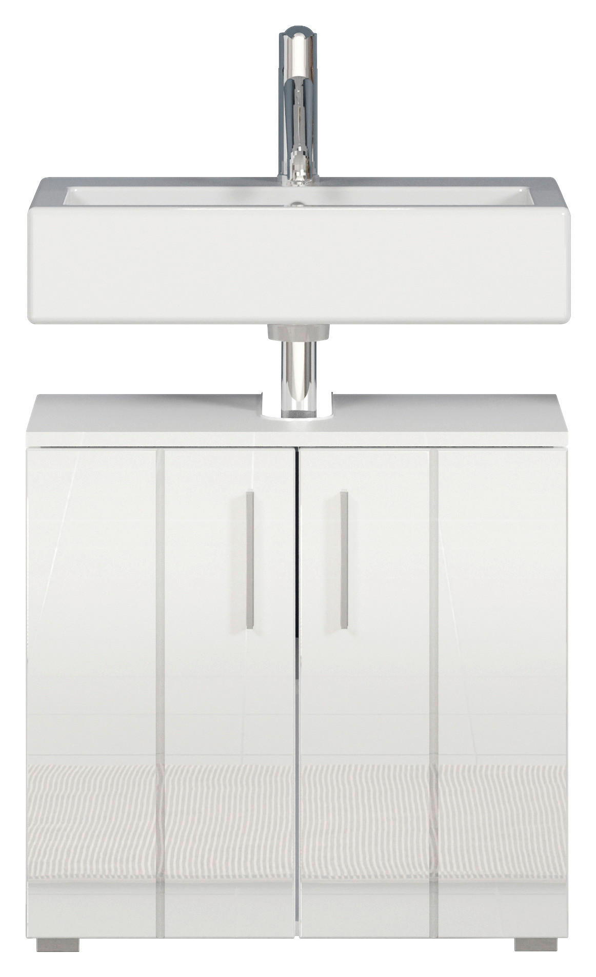 Waschbeckenunterschrank Wons weiß Hochglanz weiß matt B/H/T: ca. 60x58x34 cm Wons - weiß (60,00/58,00/34,00cm) - Trendteam