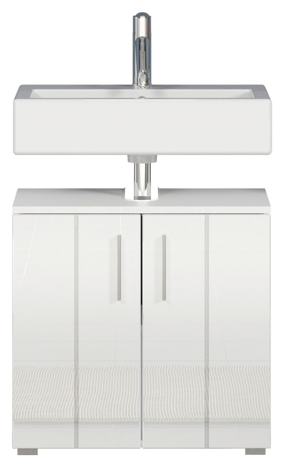 Waschbeckenunterschrank Wons weiß Hochglanz weiß matt B/H/T: ca. 60x58x34 cm Wons - weiß (60,00/58,00/34,00cm) - Trendteam