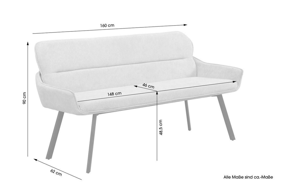 Sitzbank RICO schwarz taupe Metall Stoff B/H/T: ca. 160x90x62 cm RICO - schwarz/taupe (160,00/90,00/62,00cm) - byLIVING