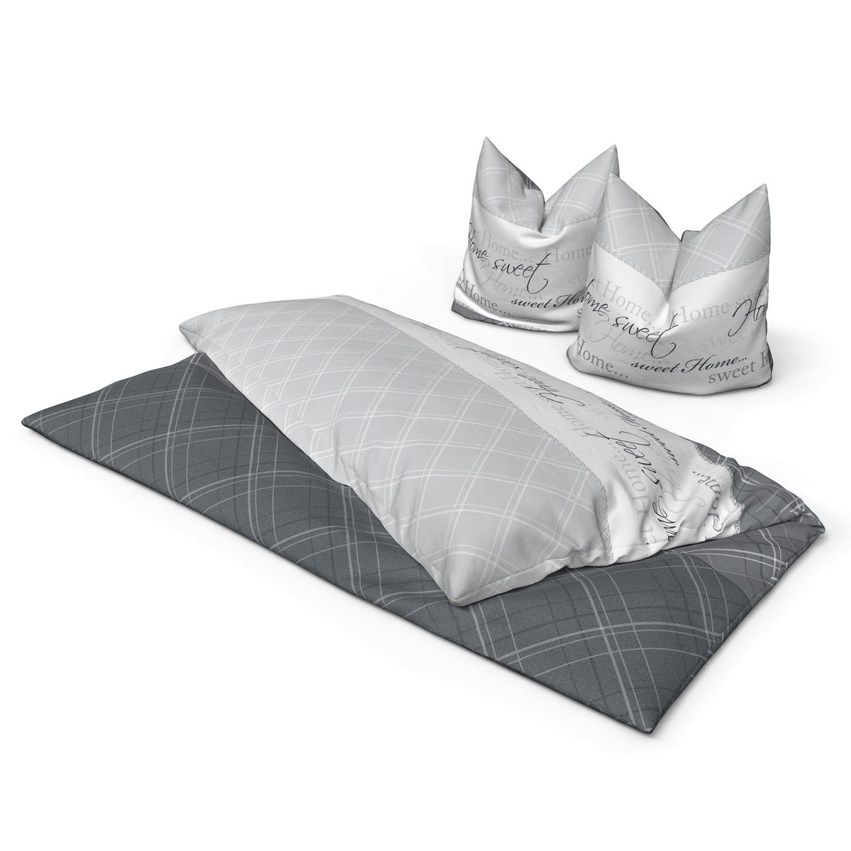 Baumwoll Bettwäsche Renforce Bettwäsche_Renforce Home_sweet - grau (200,00/200,00cm)