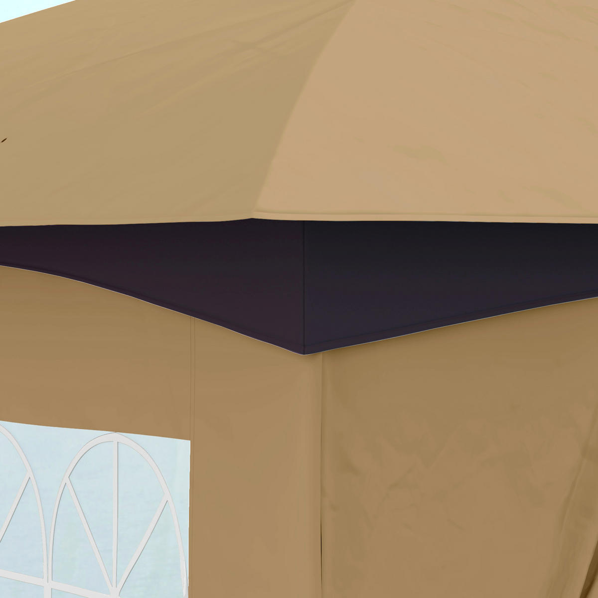 Outsunny Pavillon beige Polyester B/H/L: ca. 335x285x335 cm Pavillon - beige (335,00/335,00/285,00cm) - Outsunny