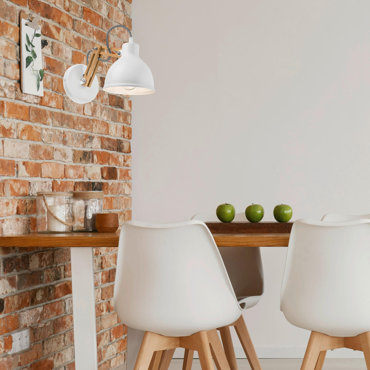 Lamkur Wandleuchte weiß Stahl Holz B/H/L: ca. 35x25x35 cm E14 1 Brennstellen MARCELLO - weiß (35,00/35,00/25,00cm) - Lamkur