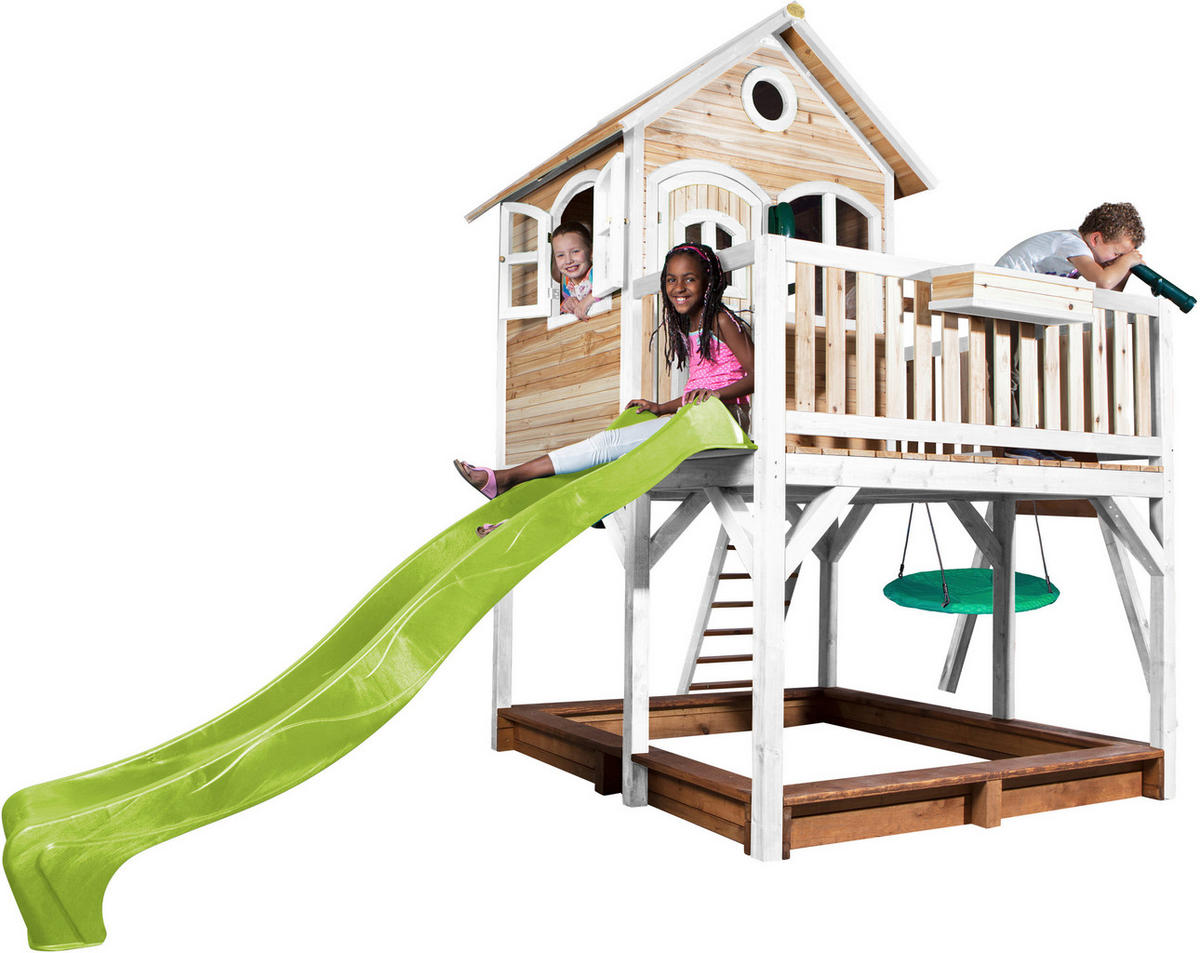 AXI Spielhaus Liam braun B/H/L: ca. 541x291x277 cm Liam - braun/weiß (277,00/541,00/291,00cm) - AXI