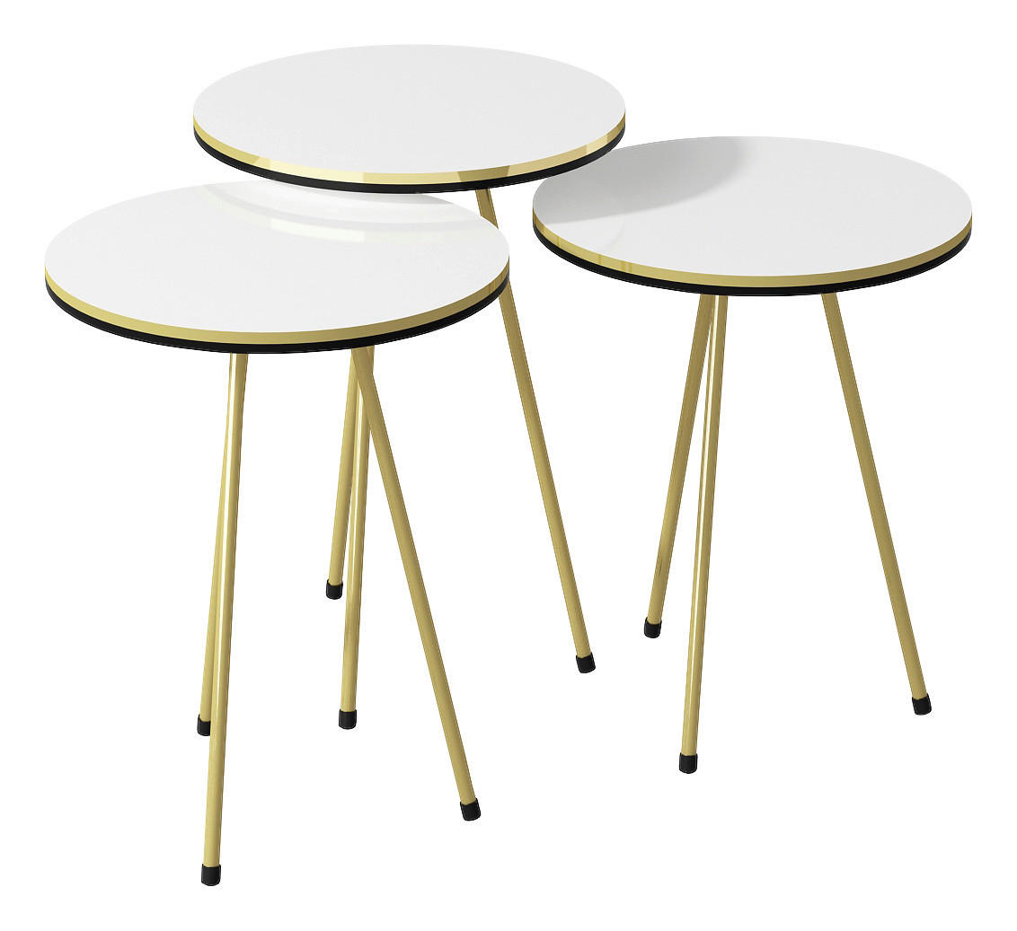Beistelltisch 3er-Set. 21696306 weiß gold Optik Metall B/H/T: ca. 38x53,5x38 cm 3er-Set. 21696306 - gold/weiß (38,00/53,50/38,00cm) - moebel17